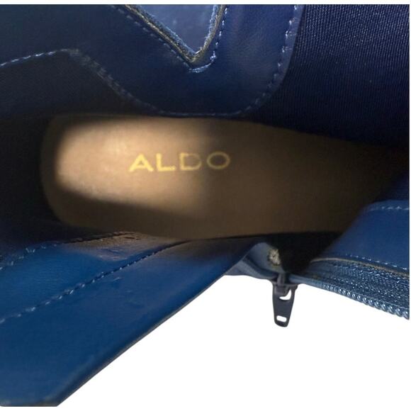 ALDO Women’s Blue Suede Ankle Booties Block Heel Side Zip Boot Size 8.5 - Picture 7 of 9